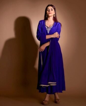 Hand embroidered Anarkali with dupatta