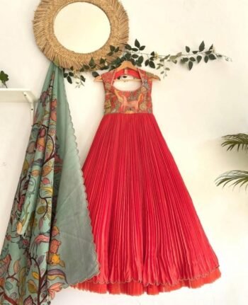 Women’s pure kalamkari anarkali with dupatta