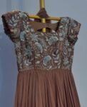 Brown Anarkali Suit Set: Hand Embroidered Zardosi Indian