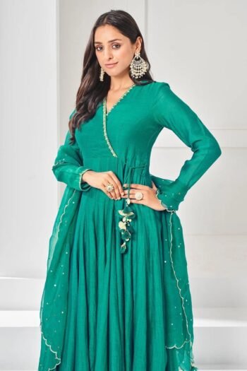 Hand embroidered Anarkali with pants