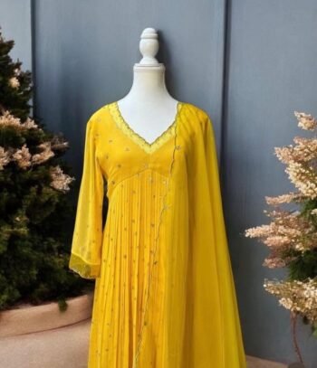 Hand embroidered Anarkali with pants