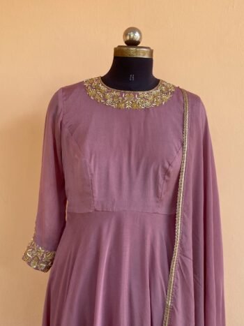 Hand embroidered Anarkali with dupatta