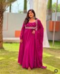 Hand embroidered Anarkali with dupatta
