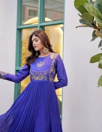 Blue Anarkali suit usa