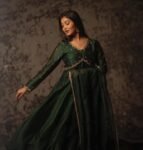 Hand embroidered green Anarkali