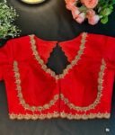 pure silk red hand embroidery blouse