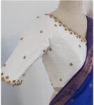 Cream Raw Silk Saree Blouse: Hand Embroidered Zardosi