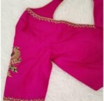 Pink pure silk hand embroidery blouse