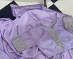 pure chinnon silk saree with hand embroidered blouse