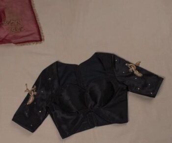 Black silk hand embroidery blouse