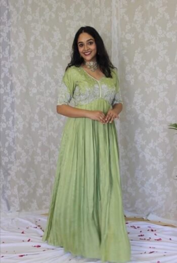 Hand embroidered Anarkali with dupatta