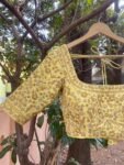 Handmade Pure Silk Bridal Blouse: Yellow Zardosi Embroidery,