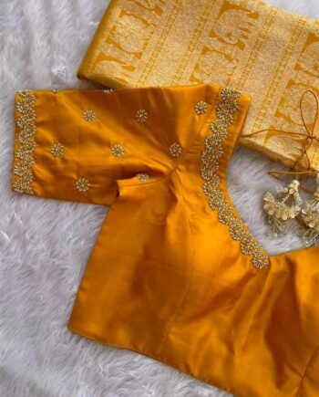 Yellow hand embroidery blouse