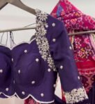 Purple Silk Saree Blouse: Hand Embroidered Zardosi Maggam