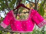 Pink Silk Saree Blouse: Hand Embroidered Zardosi Maggam