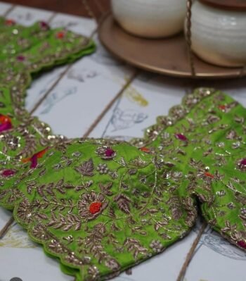 Green Silk Bridal Blouse: Hand Embroidered Zardosi Maggam