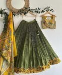 Hand-Painted Kalamkari Lehenga Set: Silk Crop Top, Embroidered