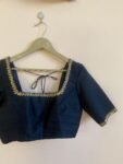 Black Velvet Saree Blouse: Hand Embroidered Zardosi Maggam