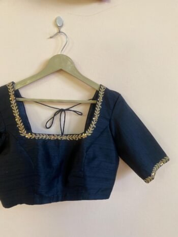 Black Velvet Saree Blouse: Hand Embroidered Zardosi Maggam