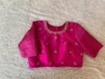 Hand Embroidered Pink Raw Silk Blouse: Zardosi Maggam
