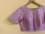 Hand Embroidered Silk Bridal Blouse: Pink Zardosi Maggam