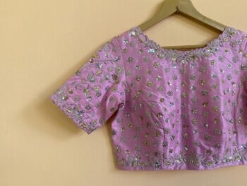 Hand Embroidered Silk Bridal Blouse: Pink Zardosi Maggam