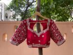Red Silk Saree Blouse: Hand Embroidered Zardosi Bridal