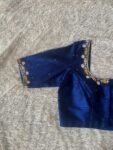 Navy Blue Silk Hand Embroidered Blouse: Zardosi Maggam