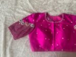Hand Embroidered Silk Blouse: Pink Zardosi Maggam Work