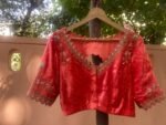 Velvet Zardosi Blouse: Hand Embroidered Cutwork Maggam, Light