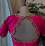 Hand Embroidered Zardosi Silk Blouse: Pink Maggam Work,