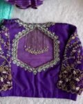 Purple Silk Zardosi Blouse: Hand Embroidered Saree Top