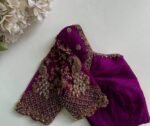 Hand Embroidered Zardosi Silk Blouse: Magenta Pink &