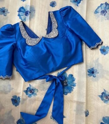 Blue hand embroidery blouse