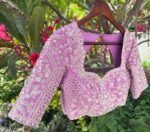 Lavender Silk Bridal Blouse: Hand Embroidered Zardosi Maggam