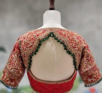 Red Silk Bridal Blouse: Hand Embroidered Zardosi Wedding