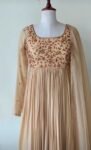 Hand Embroidered Georgette Anarkali Dress: Beige Indian Suit
