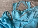 Ice Blue Crepe Silk Saree: Hand-Embroidered Blouse, Sleeveless