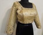 Hand Embroidered Pure Silk Saree Blouse: Golden Zardosi