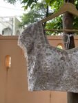 Hand Embroidered Silver Silk Blouse: Zardosi Maggam Wedding