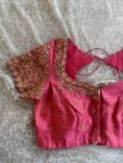 Hand Embroidered Silk Blouse: Light Pink Zardosi Maggam