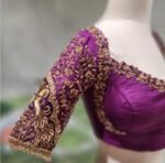Purple Raw Silk Zardosi Blouse: Hand Embroidered Saree