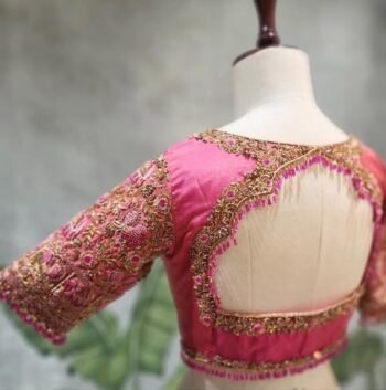Hand Embroidered Silk Bridal Blouse: Zardosi Wedding Crop