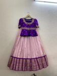 Handloom Kanjeevaram Silk Lehenga Set: Embroidered Peplum Top,