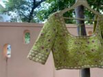 Hand Embroidered Silk Bridal Blouse: Green Zardosi Maggam