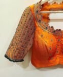 Orange Raw Silk Zardosi Blouse: Hand Embroidered Saree