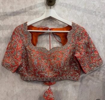 Hand Embroidered Silk Bridal Blouse: Zardosi Wedding Crop