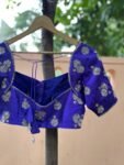 Royal Blue Silk Saree Blouse: Hand Embroidered Zardosi