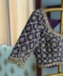 Hand Embroidered Purple Silk Saree Blouse: Zardosi Wedding