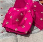 Hand Embroidered Silk Zardosi Blouse: Magenta Pink Maggam